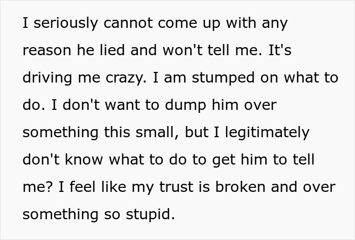 Woman expressing frustration about boyfriend&rsquo;s small wedding lie and broken trust, feeling confused and uncertain about what to do next.