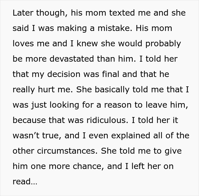 Text excerpt showing a woman explaining her decision to end a relationship involving feelings about one cent and liberation.