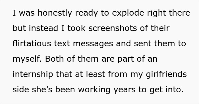 Text about taking screenshots of cheating evidence between girlfriend and another