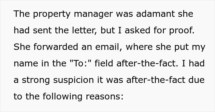 Text excerpt about a property manager&rsquo;s email and a homeowner&rsquo;s suspicion related to an HOA demand and trampoline removal.