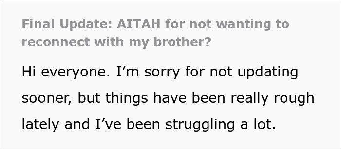 Man Refuses To Let His Estranged Brother Back Into His Life, Their Mom Tries To Force A Reunion