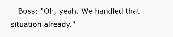 Text message conversation showing a boss confirming that a situation was handled, related to a scalper incident. Text message conversation showing a boss confirming that a situation was handled, related to a scalper incident.