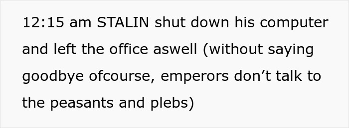 Text describing a horrible boss, 