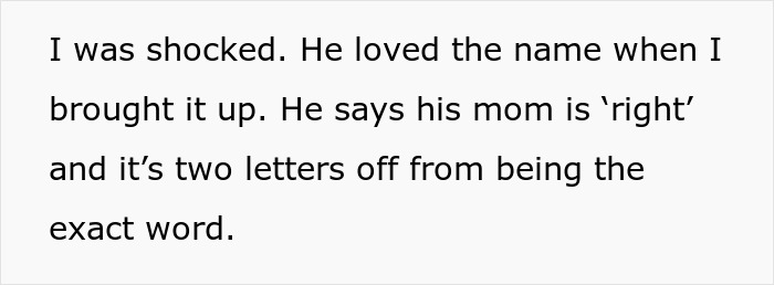 A text excerpt describing a messy fight over a baby name, where a husband sides with his mom.