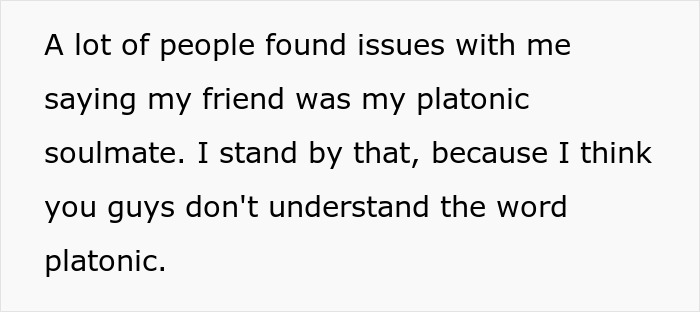 Text excerpt about a girlfriend clarifying her platonic connection with male bestie amid boyfriend&rsquo;s concerns.