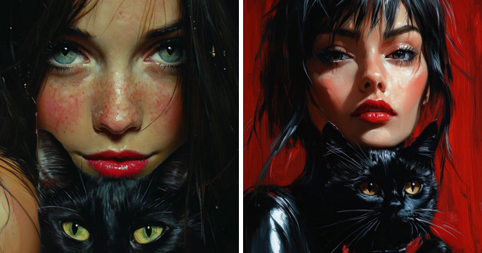 29 Captivating Portraits By This Artist That Explore The Mysterious Bond Between Humans And Cats