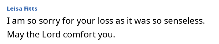 Comentário expressando condolências pela perda da mãe desaparecida, cujos restos mortais foram encontrados por caminhantes mais de um ano depois