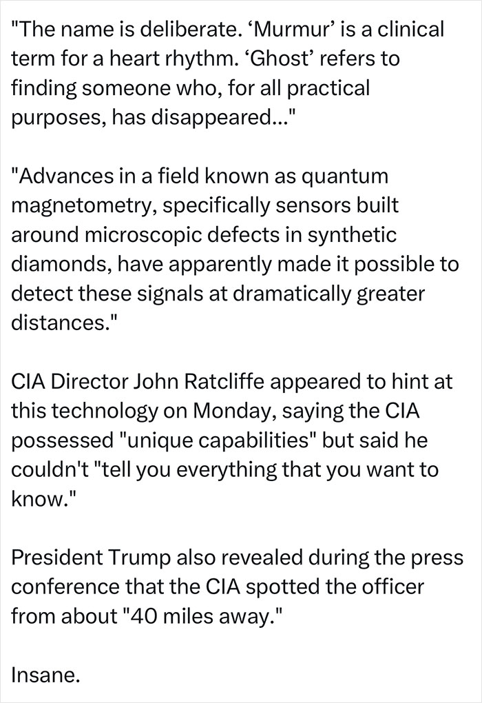 CIA implanta tecnologia de IA “Ghost Murmur” que detecta batimentos cardíacos para localizar piloto americano desaparecido no Irã