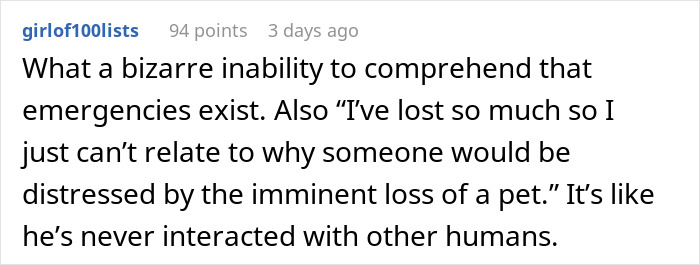 "Life Still Carries On": Mental Health Worker Refuses To Give Day Off To Man Putting Down Sick Pet