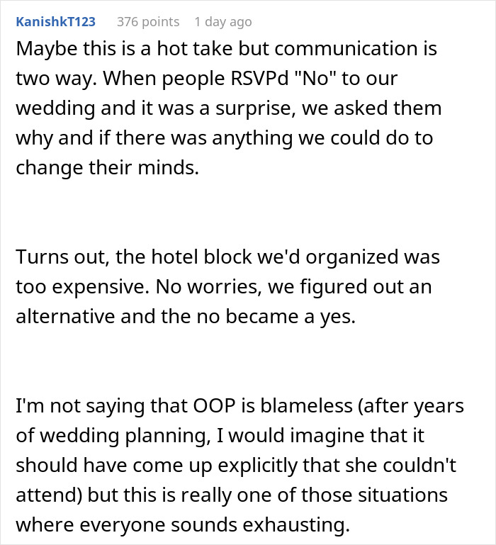 Mom RSVPs ‘No’ To Childfree Wedding An 12-Hour Flight Away, Bride Takes It Personally Mom RSVPs ‘No’ To Childfree Wedding An 12-Hour Flight Away, Bride Takes It Personally