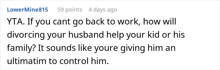 Woman Threatens Divorce If Husband Financially Contributes To His Mother's Care: "Told Him That Is Nuts"