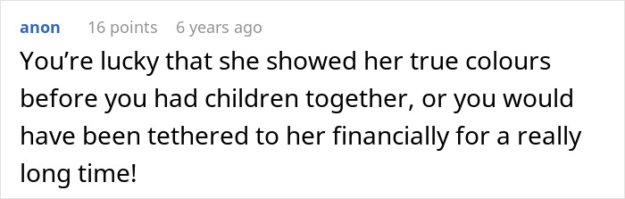 Screenshot of a comment discussing an army wife who cheats on her deployed husband and faces consequences including revenge and karma.