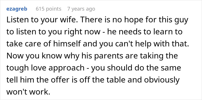 Comment discussing a man who thinks best friend working as a server is low but won’t ask for money. Comment discussing a man who thinks best friend working as a server is low but won’t ask for money.