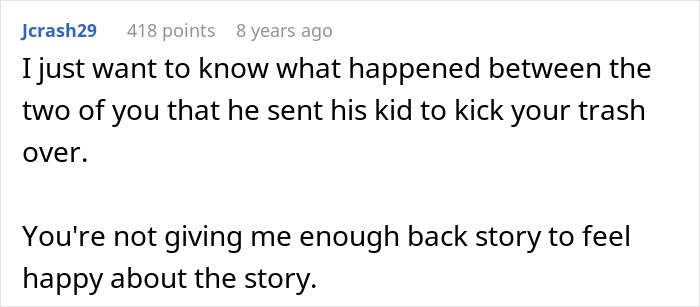 Text comment on social media about a story involving a 20YO writing to a prisoner pen pal on behalf of a rude neighbor.