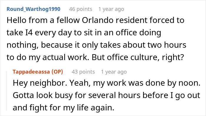Reddit users discuss long commutes and struggles after work from home was canceled, expressing frustration with office culture. Reddit users discuss long commutes and struggles after work from home was canceled, expressing frustration with office culture.