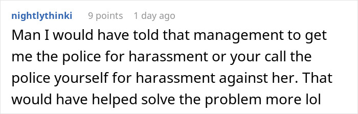Screenshot of a Reddit comment discussing police involvement in a store incident with a scalper over bulk items. Screenshot of a Reddit comment discussing police involvement in a store incident with a scalper over bulk items.