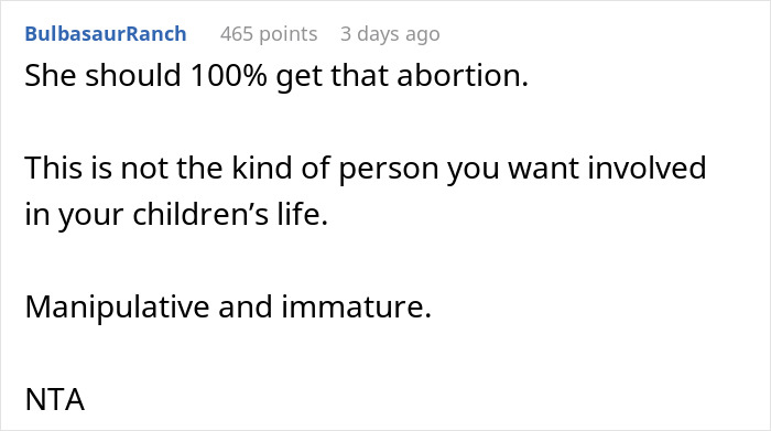 Text conversation screenshot discussing pregnant girlfriend threatening to terminate pregnancy in arguments with boyfriend.