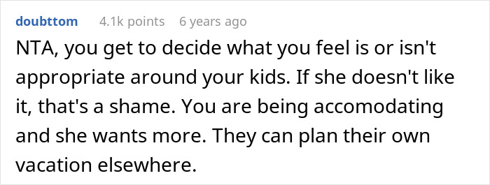 Screenshot of an online comment discussing boundaries and family pushback on open affection in a polyamorous relationship.