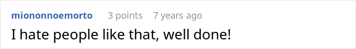 Comment on a forum post expressing dislike for entitled behavior and praising a response related to a damaged car and child protection.