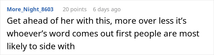 Screenshot of an online comment discussing a woman accused of sleeping with her sister&rsquo;s fianc&eacute; and family opinions.