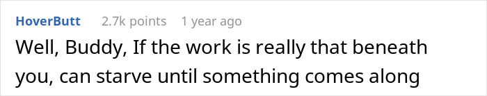 Comment discussing a man thinking his best friend’s server job is low but not low enough to ask for money. Comment discussing a man thinking his best friend’s server job is low but not low enough to ask for money.
