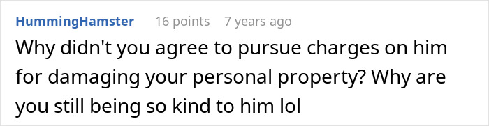 Comment on a forum discussing a man getting revenge on a honking driver with an ice-filled bin.