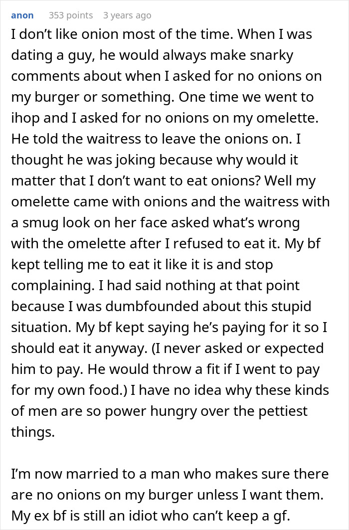 Text post describing a man&rsquo;s outburst over wife not liking mustard, revealing it was not about the condiment itself.