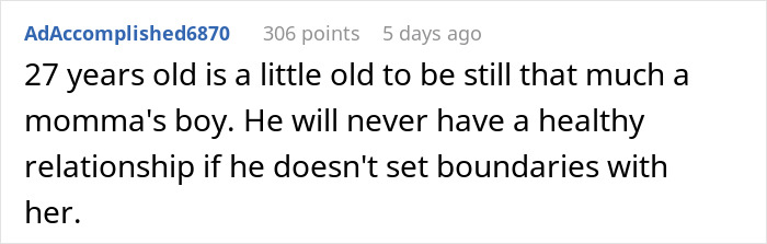 Comment about a possessive boyfriend's mom affecting his relationship during a birthday party discussion.