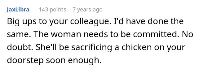 Comment expressing support for colleague dealing with homophobic MIL trying to get son&rsquo;s boyfriend arrested by fake cop.