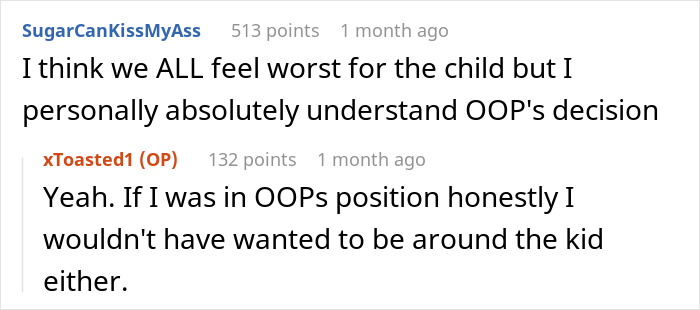 A Reddit thread showing user comments on a post about a dad becoming an uncle, discussing child involvement. A Reddit thread showing user comments on a post about a dad becoming an uncle, discussing child involvement.