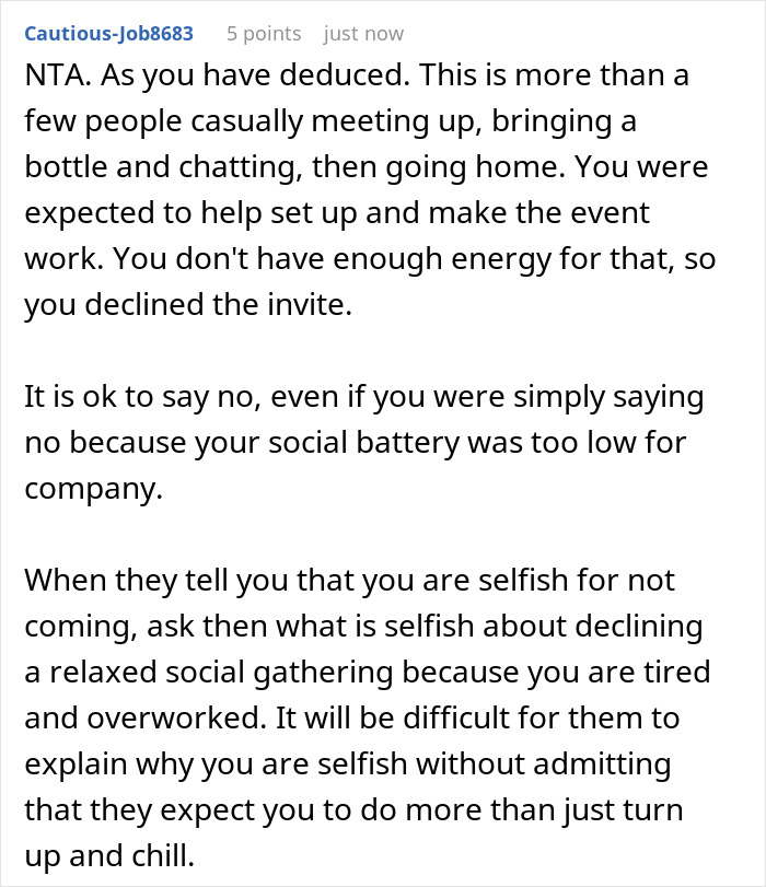 Lady Skips "Relaxed" Fam Event That Secretly Requires Her To Do All The Work, Fam Says She's Selfish