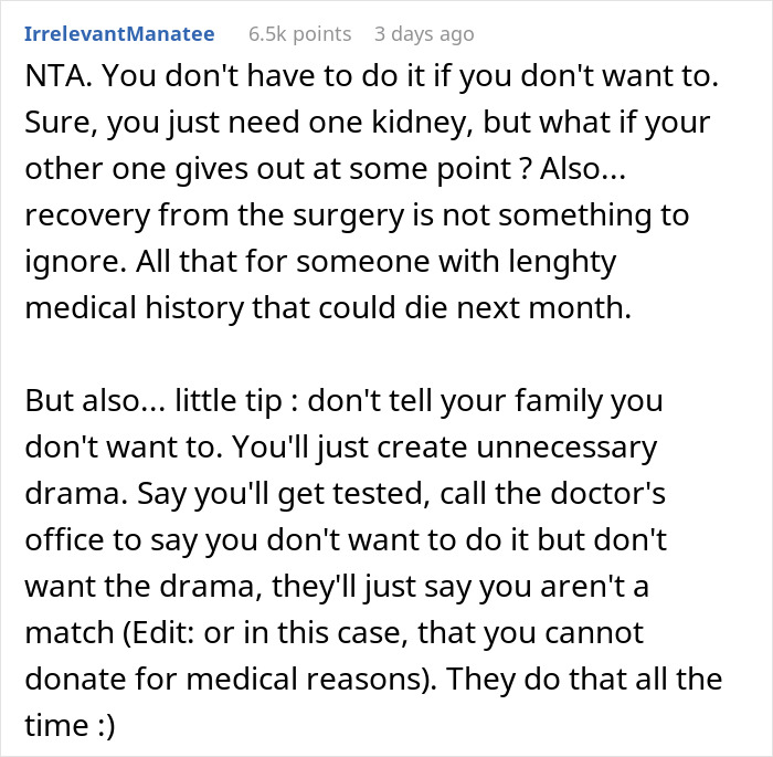 Commenter explaining why a man refuses to donate kidney to 77-year-old dad to keep Frankenstein&rsquo;s Monster alive.