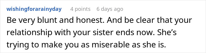 Text post about a woman accused of sleeping with her sister&rsquo;s fianc&eacute; and struggling to change her family&rsquo;s mind.