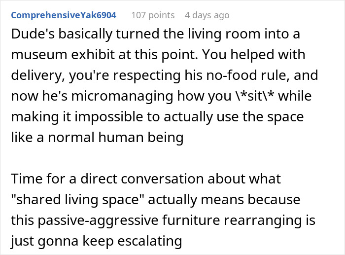 Guy Buys A Fancy Couch With A Side Of Rules, Roomie Feels Like It&rsquo;s A Museum Piece She Can&rsquo;t Touch