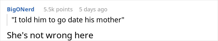 Text post showing a comment about BF's mom acting possessive at a birthday party, causing the girlfriend to leave mad.