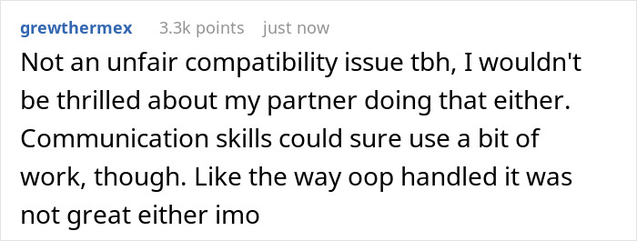 Screenshot of a social media comment discussing compatibility issues and partner trust related to piercings and friend lists.