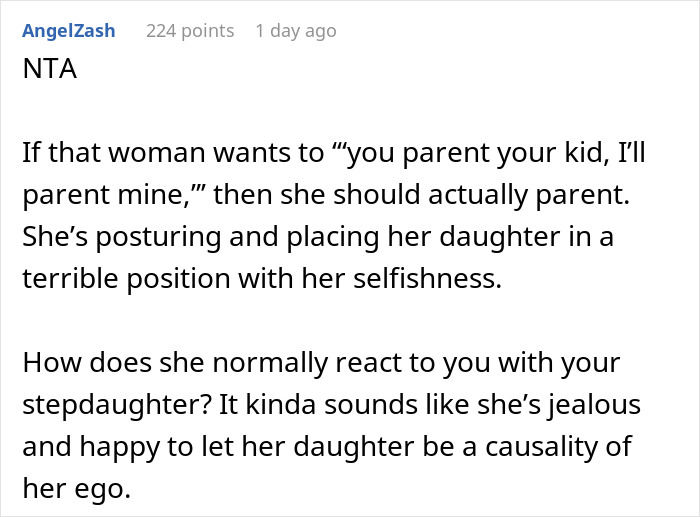 Reddit comment by user AngelZash, titled NTA, on the topic of a cruel mom and her 10YO daughter's period.