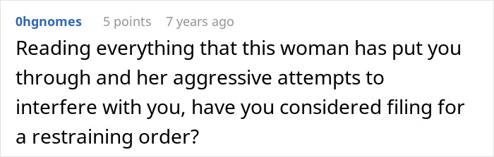 Comment discussing a homophobic MIL trying to get son&rsquo;s boyfriend arrested by a fake cop knowing he is a real police officer.