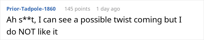A Reddit comment expressing disapproval, with strong language, hinting at a family dinner baby name conflict.