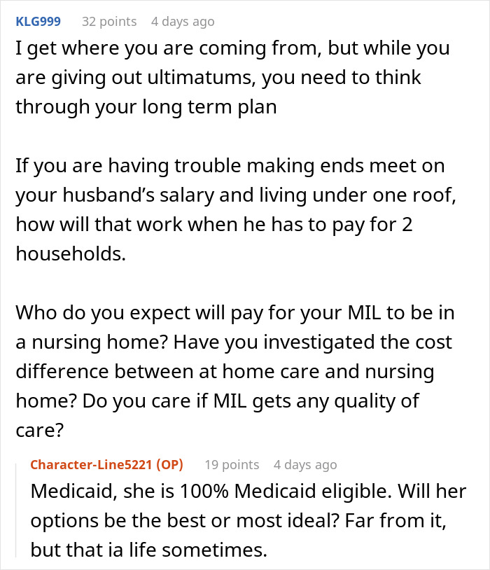 Woman Threatens Divorce If Husband Financially Contributes To His Mother's Care: "Told Him That Is Nuts"