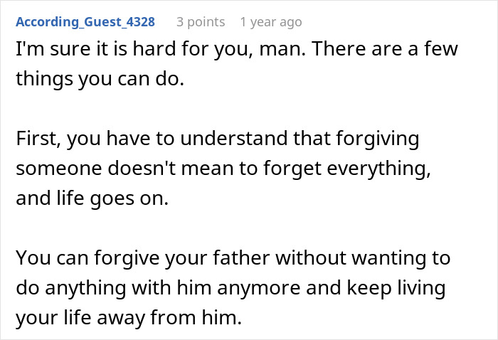 Reddit comment offering advice on forgiveness after betrayal, related to My Wife Doesn't Know and double betrayal.