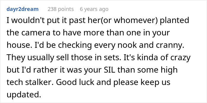Woman Finds A Hidden Camera In Her Own Home, Suspects SIL Doesn't Trust Her