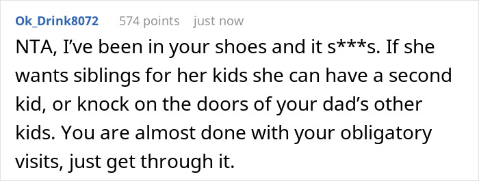 A comment from Ok_Drink8072 advising the 17YO to resist being a big bro to the pregnant GF's baby.