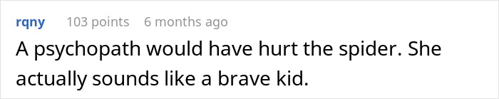 Comment on Reddit post discussing if a 5-year-old daughter might be a psychopath, debating her behavior and bravery.