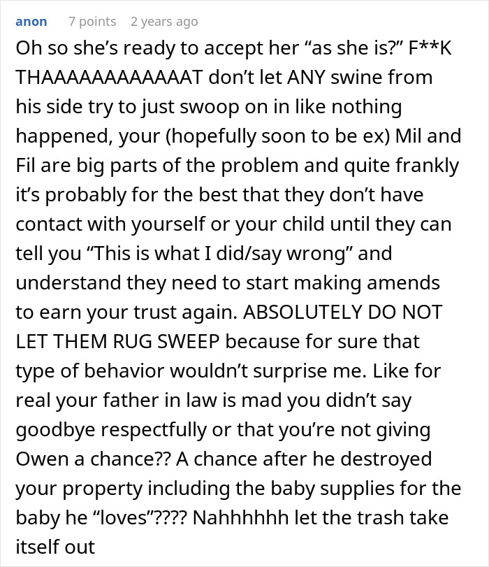 A Reddit comment discussing family issues surrounding a donor baby and a man's feelings of emasculation.