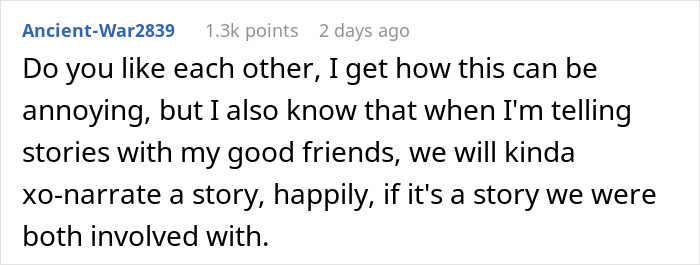 Man Upset Spouse Stopped Telling His Parents About Their Vacation Because He Interrupted Them Man Upset Spouse Stopped Telling His Parents About Their Vacation Because He Interrupted Them