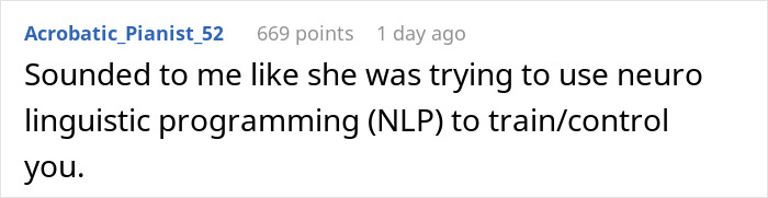 Screenshot of a Reddit comment about a guy feeling like a science experiment due to his girlfriend tracking his every word.