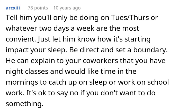 A screenshot of a Reddit comment suggesting how to confront a husband about cooking breakfast for colleagues.