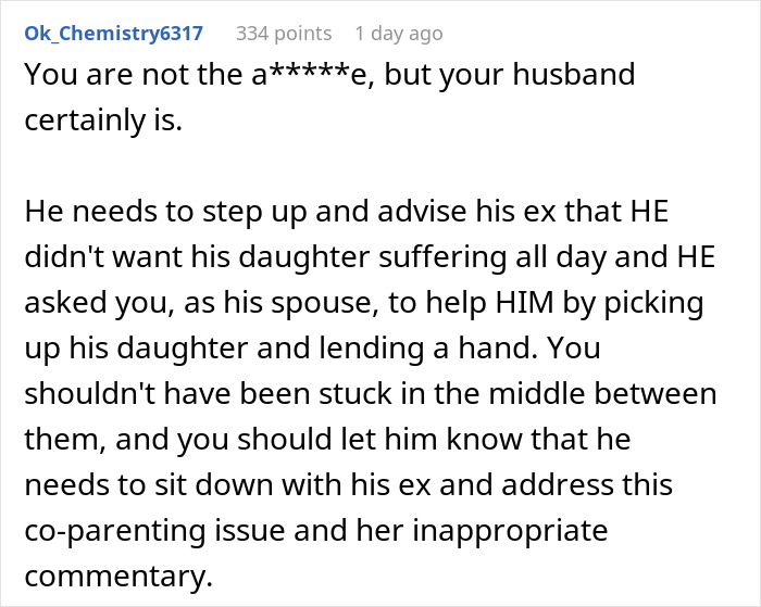 A Reddit comment advises a user on how to address the cruel mom situation with their husband.