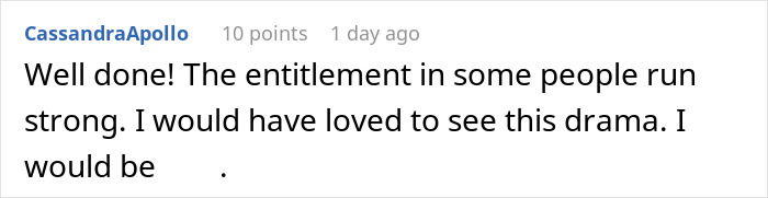 Comment on a social media post mentioning entitlement, related to a scalper conflict over bulk items in a store. Comment on a social media post mentioning entitlement, related to a scalper conflict over bulk items in a store.